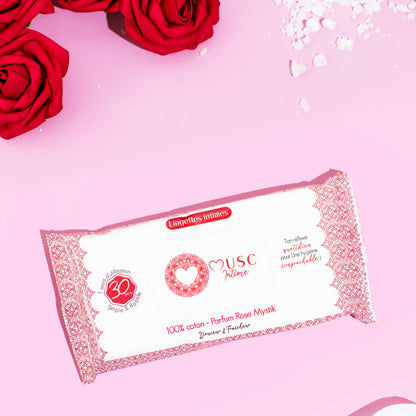 Lingettes toilette intime - Paquet de 30 à la Rose Mystik - L'Envoûtante