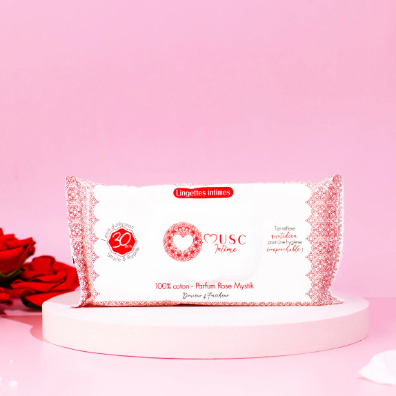 Lingettes toilette intime - Paquet de 30 à la Rose Mystik - L'Envoûtante
